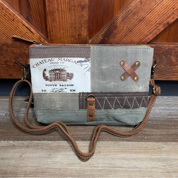 Myra Bag Pathway small crossbody purse bag upcycled canvas - Picture 1 of 7